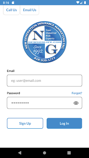Android application New Generation Insurance screenshort
