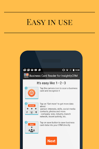 Android application Business Card Reader for Insig screenshort