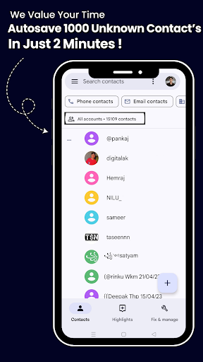 Android application Autosave Contacts screenshort