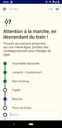 Android application Jeu des stations screenshort