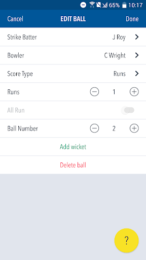 Play-Cricket Scorer Screen 2