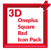 3D Square Red Icon Pack Oneplus Style