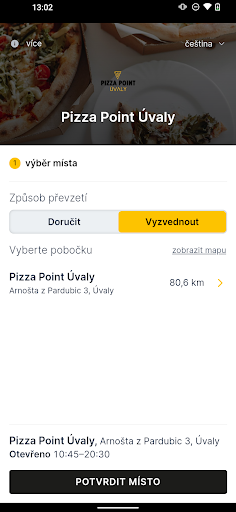 Android application Pizza point Ůvaly screenshort