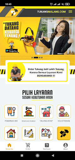 Android application Tukang Malang screenshort