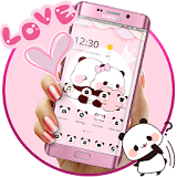 Pink Cute Panda Lovers Theme icon