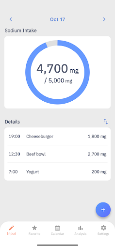 Android application Sodium Log screenshort