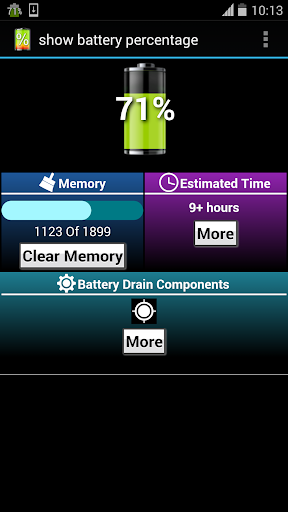 Screenshot of show battery percentage
