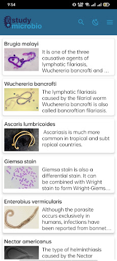 Android application Studymicrobio screenshort