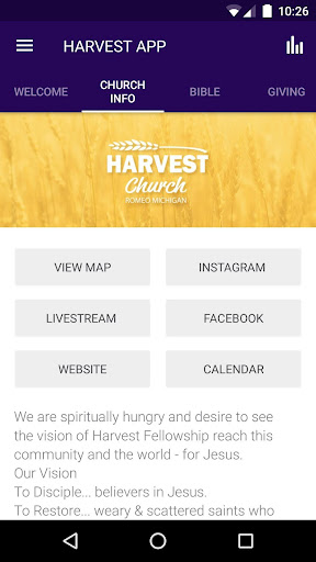 HARVEST ROMEO APP Screen 2