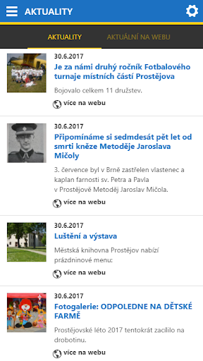 Android application Prostějov v mobilu screenshort