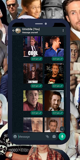 Android application Ryan Gosling Animated Stickers screenshort