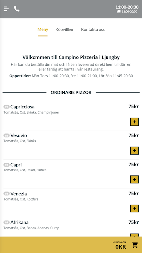 Android application Campino Pizzeria & Restaurang screenshort