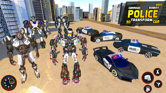 Flying Grand Police Car Transform Robot Games