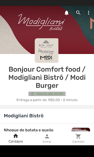 Android application Modigliani bistrô screenshort