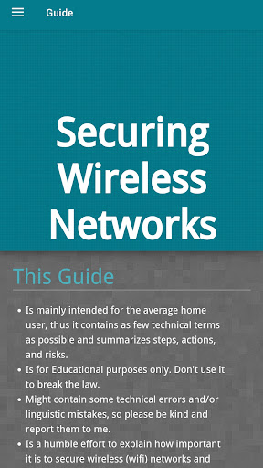 Android application Securing WIFI Guide screenshort