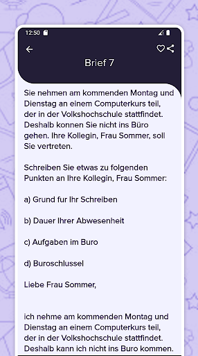 Brief Schreiben Deutsch A2 Screen 2