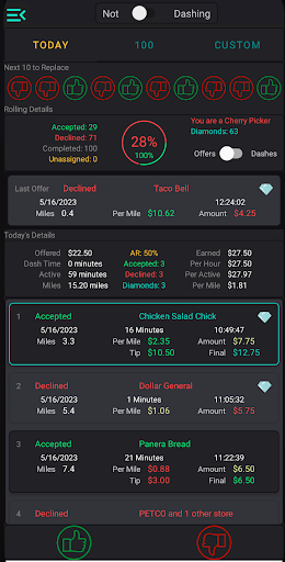 Android application Dash-Track 2.0 screenshort