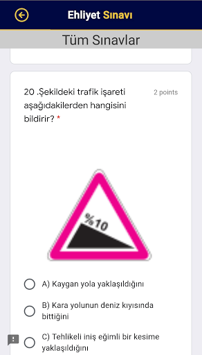 Ehliyet E-Sınav Soruları Screen 2