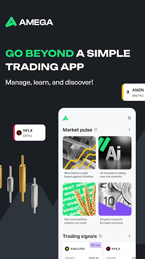Android application Amega trade & manage accounts screenshort