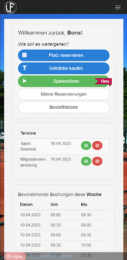 Android application Tennis-Software.de screenshort