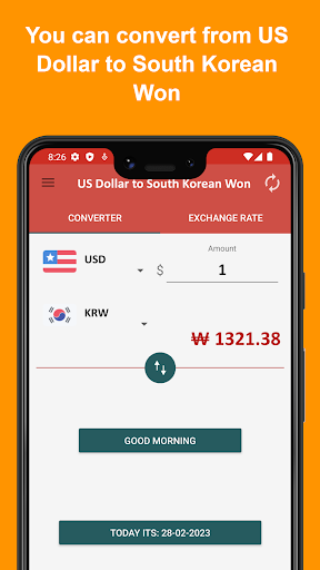 US Dollar to South Korean Won Screen 2