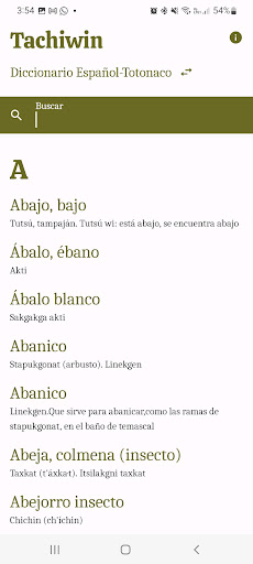 Diccionario Totonaco Tachiwin Screen 2