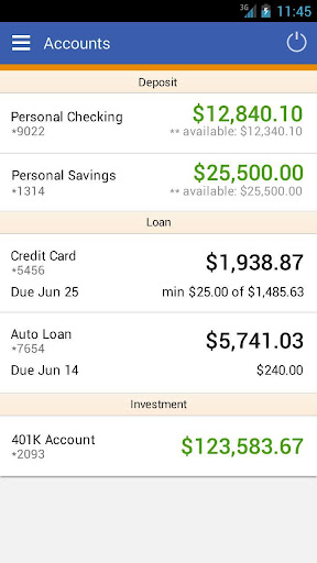 Android application Workers CU Mobile Banking screenshort