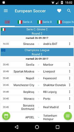 Android application Soccer in Europe screenshort