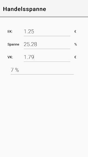 Android application Handelsspanne screenshort