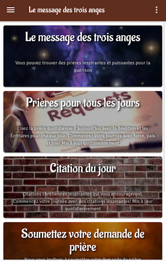 Android application Le message des trois anges screenshort