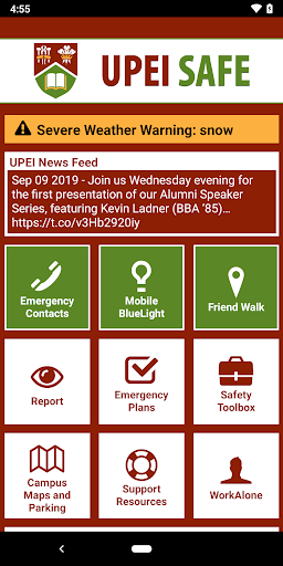 Android application UPEI SAFE screenshort