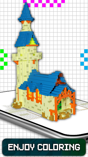 House Voxel Color by Number 3D Screen 3