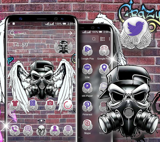 Android application Skull Graffiti Launcher Theme screenshort