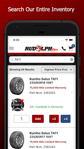 Android application Rudolph Tire screenshort
