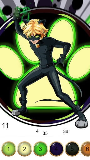 Miraculous Ladybug  Cat Noir. Color by number