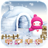 Pink Snowman Snow Winter Theme icon