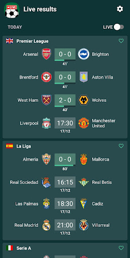 Live Scores - Football matches Screen 2