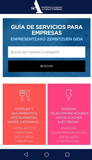 Android application SEA - Guía de servicios screenshort