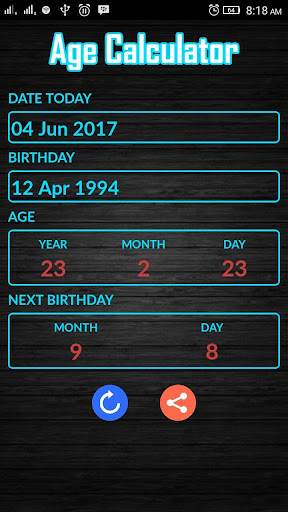 Android application Kalkulator Umur screenshort