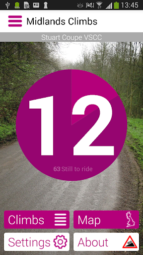 Android application Cycling Climbs of The Midlands screenshort
