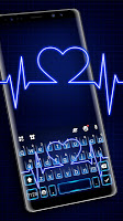 screenshot of Neon Blue Heartbeat Keyboard Theme