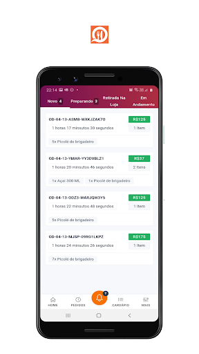 Demo: Lojista: Cardápio Aqui Screen 3