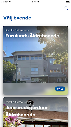 Android application Partille Äldreomsorg screenshort