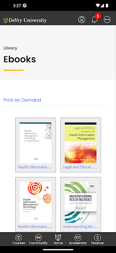 DeVry University Screen 2