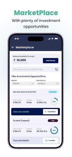 Monexo P2P Investment Platform Screenshot