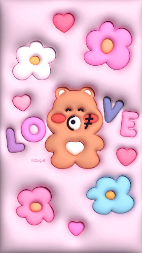 Android application 카카오톡 테마 - 3D 아빠곰_핑크 screenshort