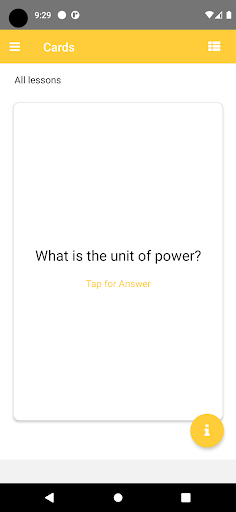 GCSE Physics Flash Cards Screen 3