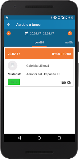 CLUBSPIRE demo aplikace Screen 2