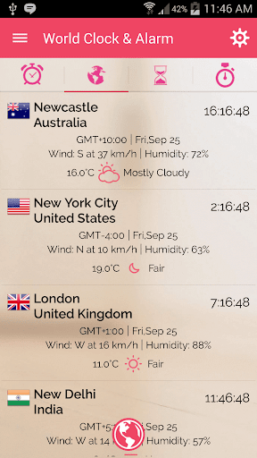 Android application World Clock: Stop Watch, Timer screenshort