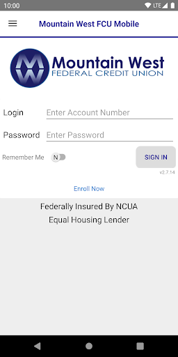 Android application Mountain West FCU Mobile screenshort